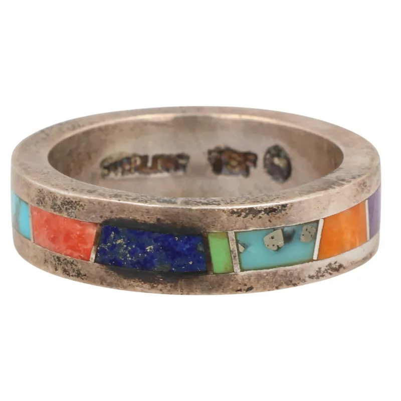 Valerie Yazzie Navajo Sterling Multi-Stone Inlay Ring Sz 6.25 from auction in Ravenna, Ohio — image 21