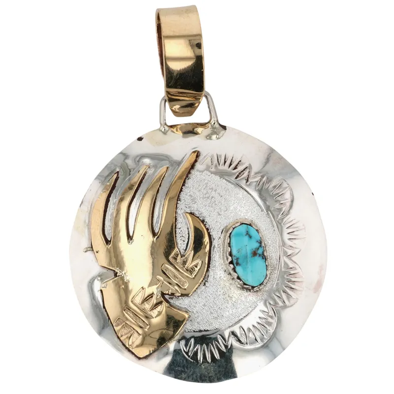 Genevieve Francisco Navajo Sterling Turquoise Bear Paw Pendant from auction in Ravenna, Ohio — image 42