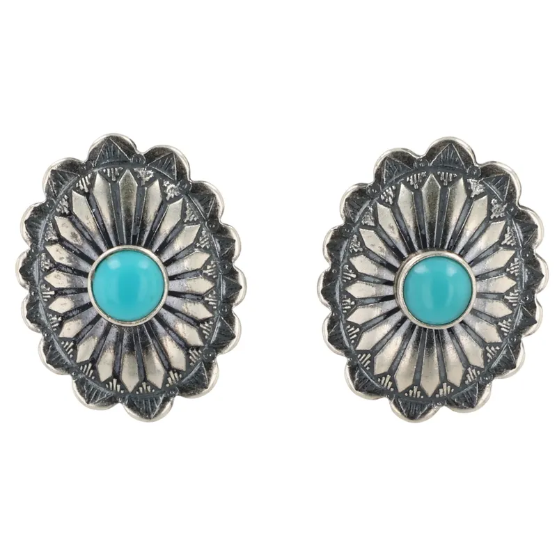 Southwest Sterling Kingman Turquoise Stamped Earrings from auction in Ravenna, Ohio — image 45