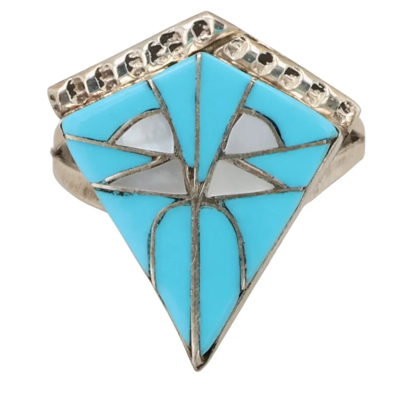 Connie Epaloose Zuni Sterling Multi-Stone Inlay Ring Sz 5.25 from auction in Ravenna, Ohio — image 48