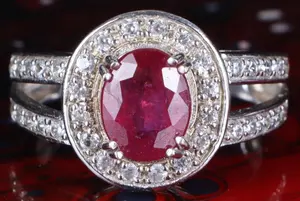 2.0ct Ruby & Diamond Sterling Silver Ladies Ring
