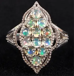 Ornate Opal Sterling Silver Ladies Ring