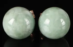 14k Yellow Gold Nephrite Stud Ladies Earrings