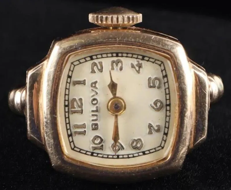 14K YELLOW GOLD BULOVA WATCH RING 17 JEWELS WORKS from auction in Tallahassee, Florida — image 31