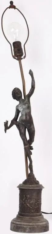FORTUNA SPELTER STATUE LAMP AFTER GIAMBOLOGNA from auction in Tallahassee, Florida — image 47