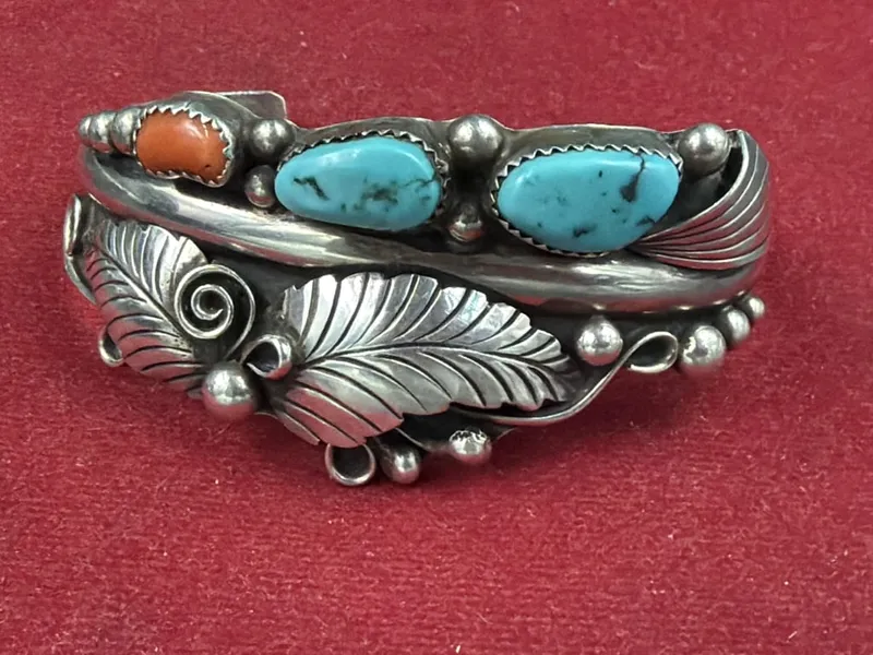 Phil Chapo Navajo Sterling Botanical Cuff Bracelet from auction in Orange Cit y, Florida — image 17