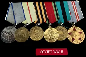 Soviet WWII Six-Medal Mount - For Courage