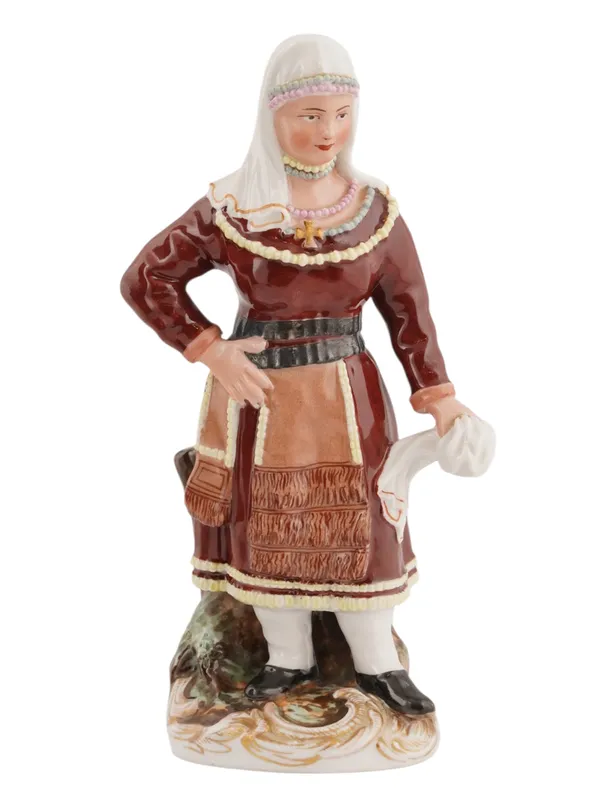 A RUSSIAN POPOV PORCELAIN FIGURE OF A FINNISH WOMAN
POPOV PORCELAIN FACTORY, MOSCOW REGION, MID-19TH CENTURY from auction in New York, New York — image 2