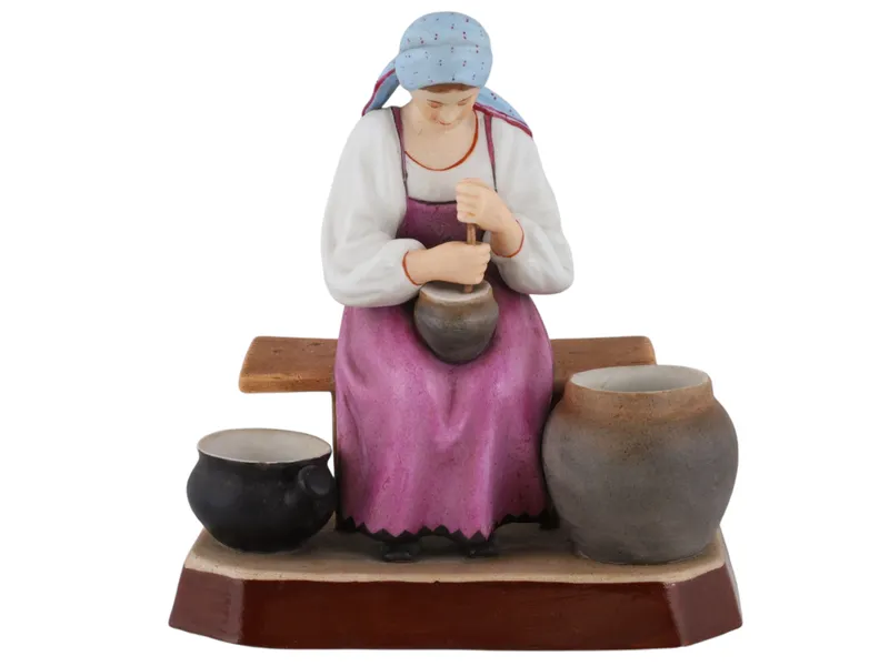 A RUSSIAN GARDNER PORCELAIN FIGURE OF A PEASANT WOMAN AT WORK, 19TH CEN. from auction in New York, New York — image 23