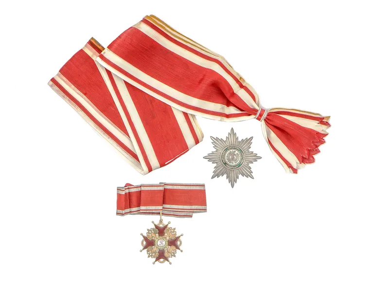 AN IMPERIAL RUSSIAN ORDER OF SAINT STANISLAUS, FIRST CLASS WITH SASH BADGE AND BREAST STAR from auction in New York, New York — image 8