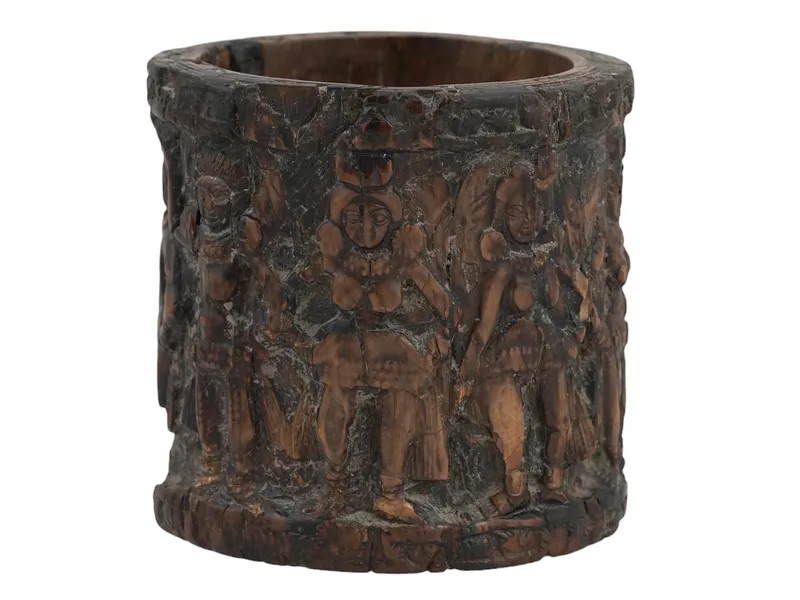 A HORN CUP CARVED WITH SCENES OF DANCING WOMEN, CHINA, 18 C. from auction in New York, New York — image 28