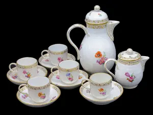 A Kpm Berlin Hand-Painted Porcelain Coffee Service