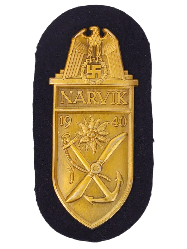 A GERMAN KRIEGSMARINE NARVIK CAMPAIGN SHIELD, 1940, THIRD REICH PERIOD from auction in New York, New York — image 4