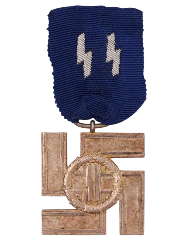 A RARE GERMAN 12-YEAR SS LONG SERVICE MEDAL WITH RIBBON WW2 from auction in New York, New York — image 23
