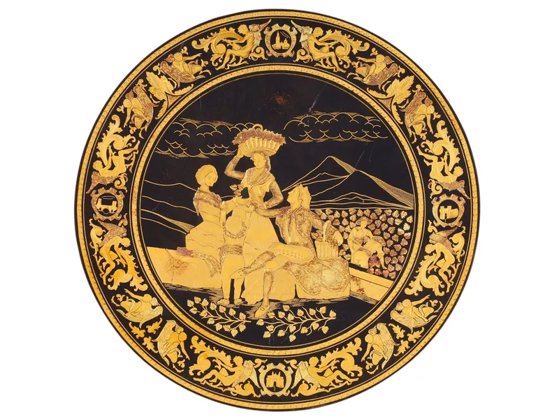 A SPANISH TOLEDO GOLD-INLAID STEEL CHARGER WITH FIGURAL SCENE, 19TH CENTURY from auction in New York, New York — image 46