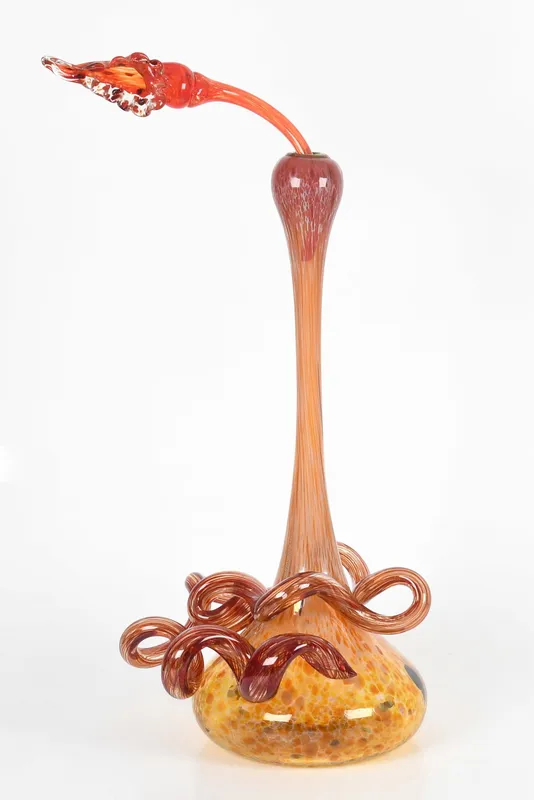 Dale Chihuly (American, b. 1941), Red Orange "Venetian" with Flower Coil, 1991 from auction in Pineville, Pennsylvania — image 20