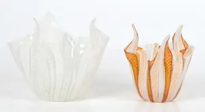 Two Art Glass Latticino Cane Bowls
