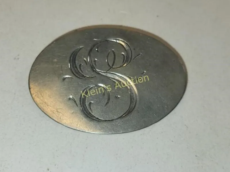 silver tone initial brooch pin 1920's -30's era from auction in wilmington , North Carolina — image 14