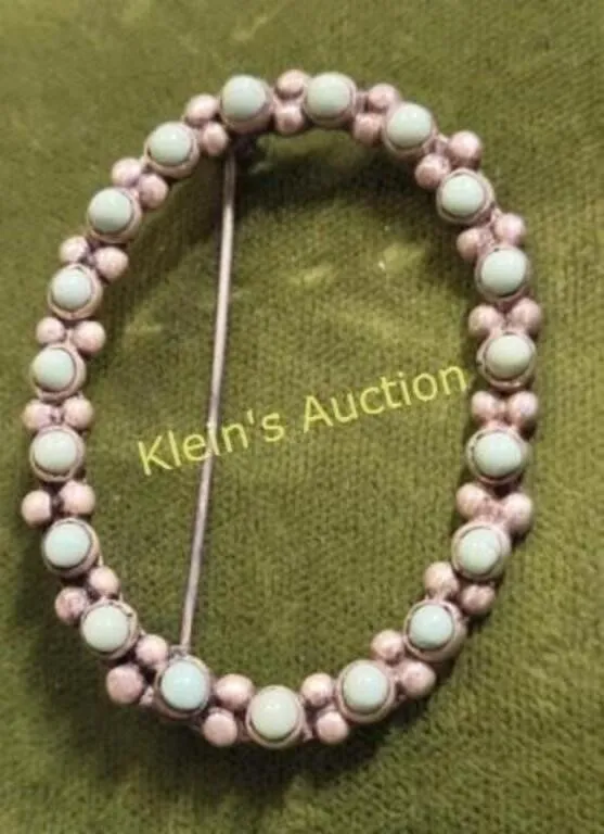 sterling & turquoise petit point brooch       from auction in wilmington , North Carolina — image 19