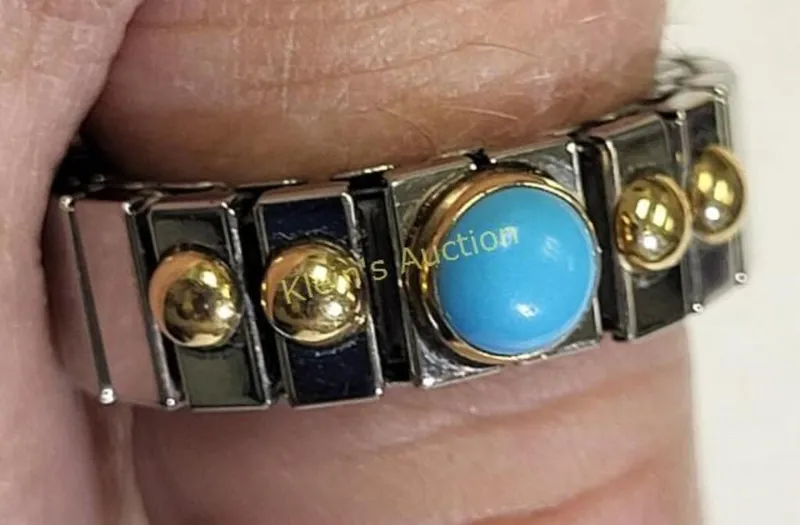 18K & turquoise & stainless steel ring nomination from auction in wilmington , North Carolina — image 17