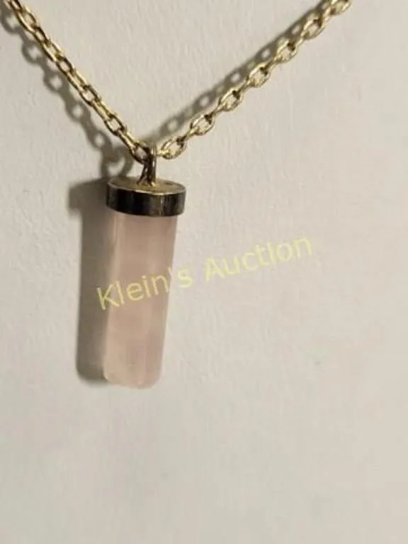 vtg 18" gold filled necklace w/pink quartz pendant from auction in wilmington , North Carolina — image 25