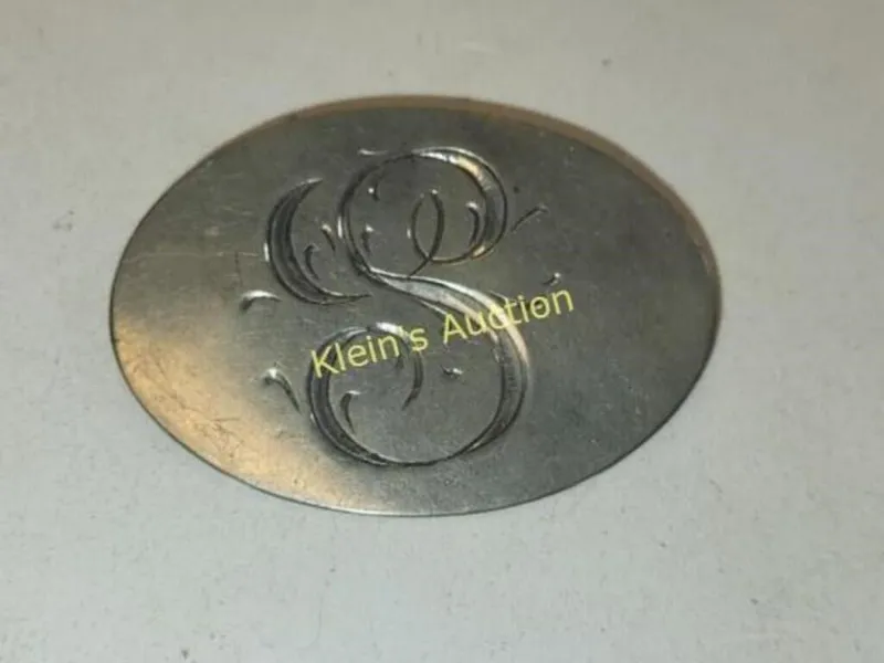 silvertone initial brooch pin 1920's -30's era from auction in wilmington , North Carolina — image 47