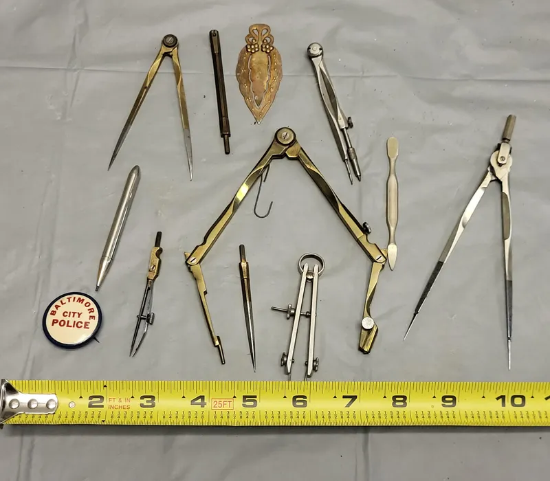 estate lot of vtg drafting instrument compass, ruling pen& Baltimore police from auction in wilmington , North Carolina — image 47