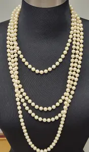 Vtg estate pearls hand knotted 54" x 2