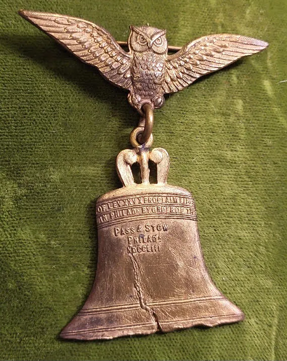 bronze flying owl freedom bell pin  from auction in wilmington , North Carolina — image 44