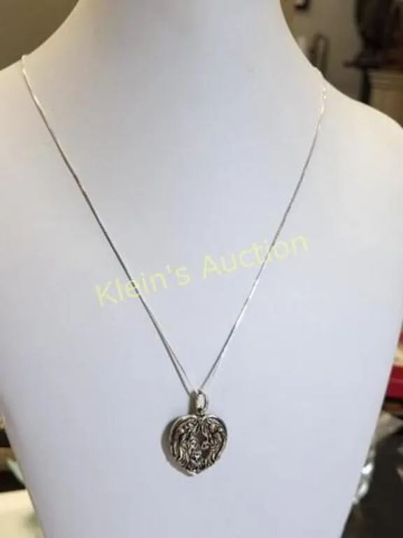 sterling heart pendant Italy & 18" sterling chain  from auction in wilmington , North Carolina — image 48