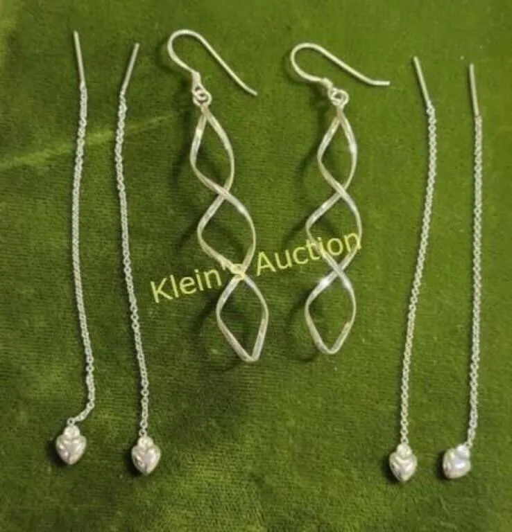 lot of 3 twist & heart sterling silver earrings   from auction in wilmington , North Carolina — image 25