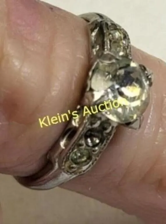 Antique sterling silver ring engagement CZ?     from auction in wilmington , North Carolina — image 29