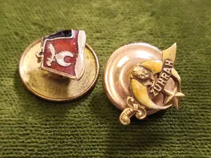 pair of antique shriners lapel pins WWII era?