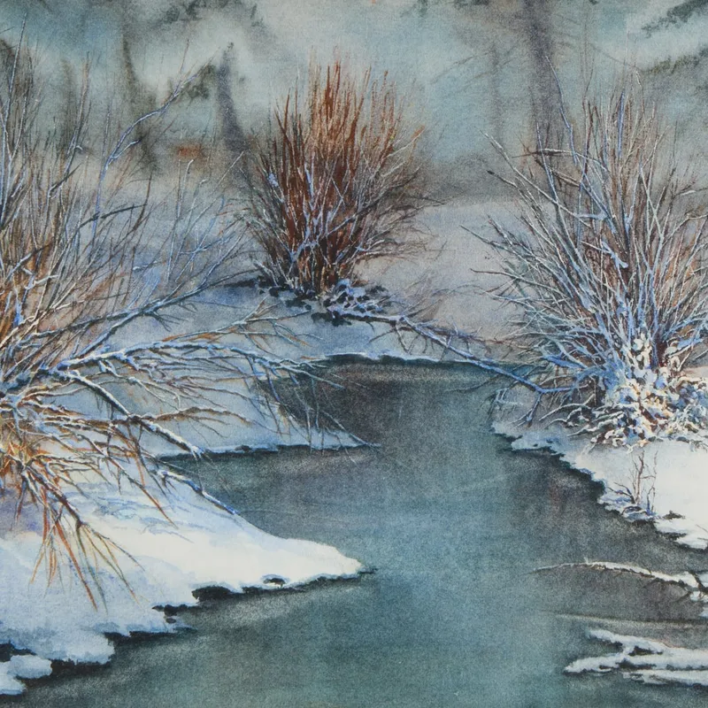 Marcia Ballowe "Snow Stream Scene" W/C Painting from auction in Saint Paul, Minnesota — image 43
