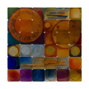 Carrie McGee (American, b.1954) 'Shadow Cycle' Mixed Media on Board