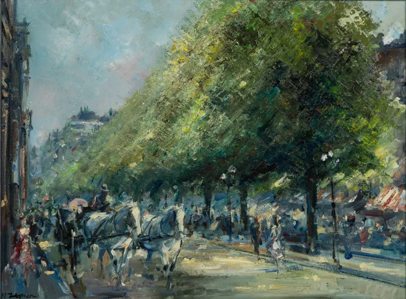 M. Wagner (European, 20th Century) 'Carriage' Oil on Canvas from auction in Addison, Illinois — image 16