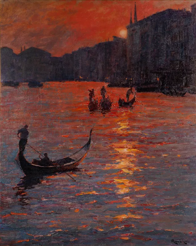 Alan Wolton (English / American, b.1934) 'Fire of Sunset - Venice' Oil on Canvas from auction in Addison, Illinois — image 23