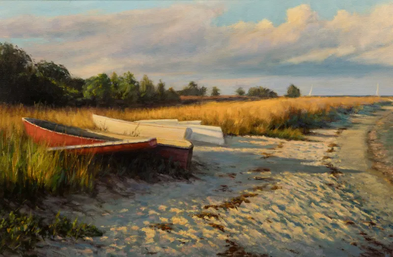 Peter Hagen (American, b.1944) 'Late Afternoon, Vineyard Haven' Oil on Canvas from auction in Addison, Illinois — image 27