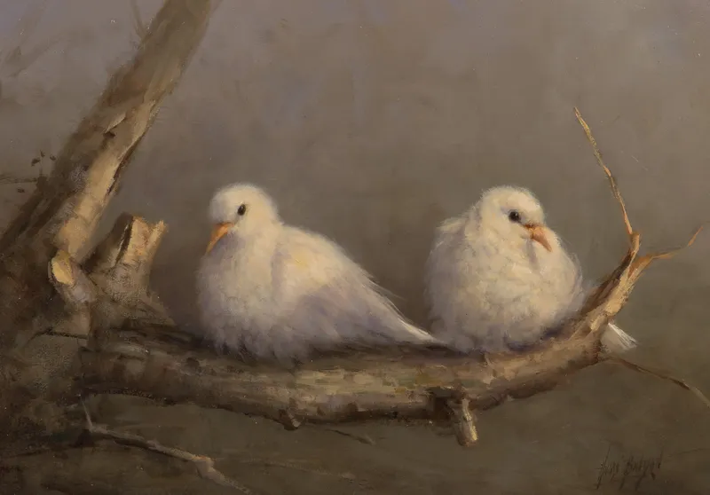 Andre Balyon (Dutch, b.1951) 'The Young Doves' Oil on Canvas from auction in Addison, Illinois — image 31