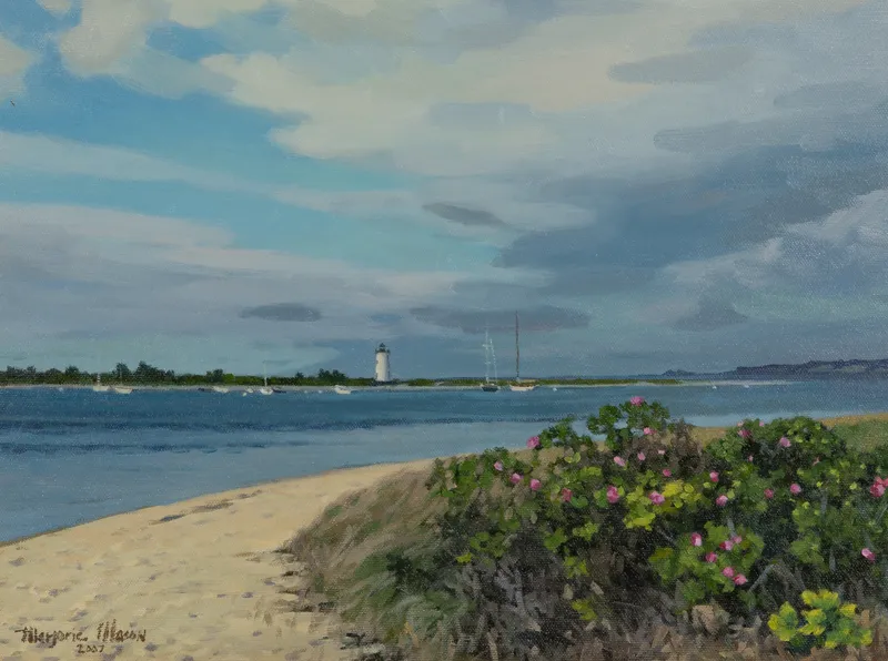 Marjorie Mason (American, b.1955) 'Summer Storm, Edgarton Harbor' Oil on Canvas from auction in Addison, Illinois — image 32