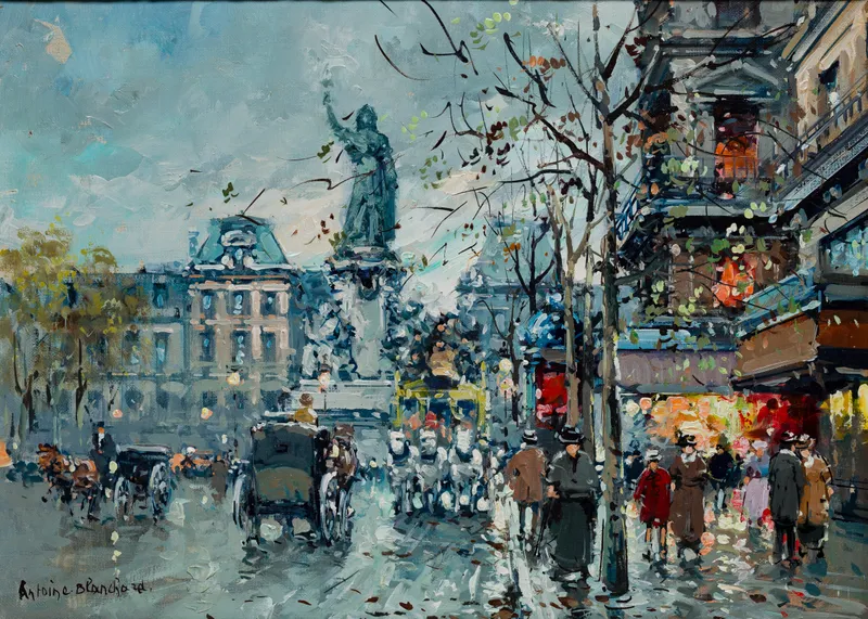 Antoine Blanchard (French, 1910-1988) 'Place de la Republique' Oil on Canvas from auction in Addison, Illinois — image 34