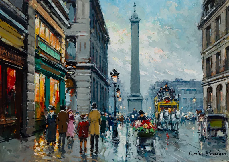 Antoine Blanchard (French, 1910-1988) 'Place Vendome' Oil on Canvas from auction in Addison, Illinois — image 35