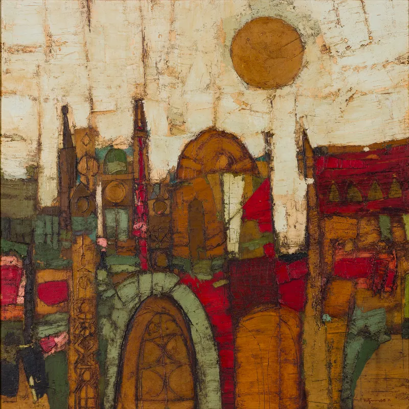 M. J. Kitzmann (American, b.1929) 'Byzantium Spirit' Oil on Board from auction in Addison, Illinois — image 25