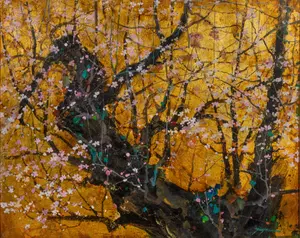 Tinyan Chan (Chinese / Canadian, b.1942) 'Japanese Cherry Blossoms' Oil on Canvas