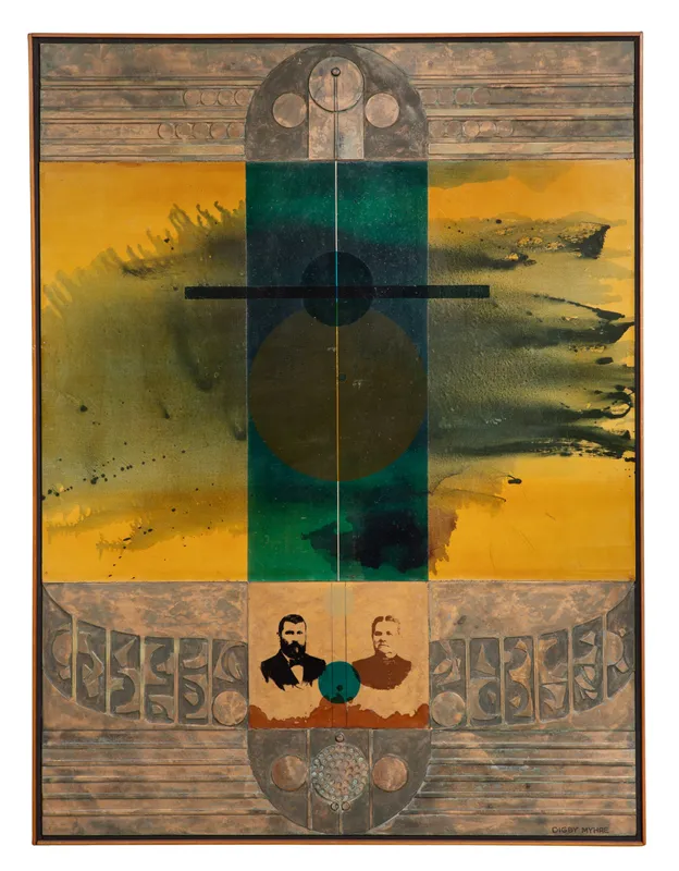 Digby Myhre (American,1928-1998) 'Felix and Tille' Mixed Media on Board from auction in Addison, Illinois — image 20
