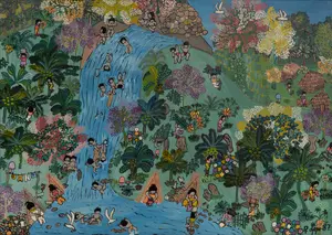 Rodrigo Lepe Macedo (Mexican, b.1948) 'La Cascada' Oil on Canvas