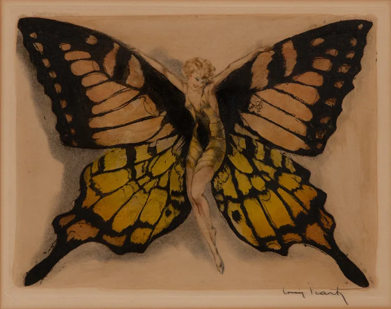 Louis Icart (French, 1888-1950) 'Fluttering Butterfly' Etching from auction in Addison, Illinois — image 6