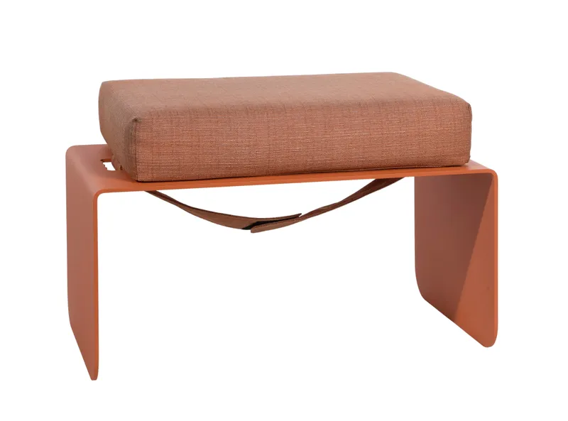 Levity Mid-Century Modern Metal Upholstered Ottoman from auction in Addison, Illinois — image 6