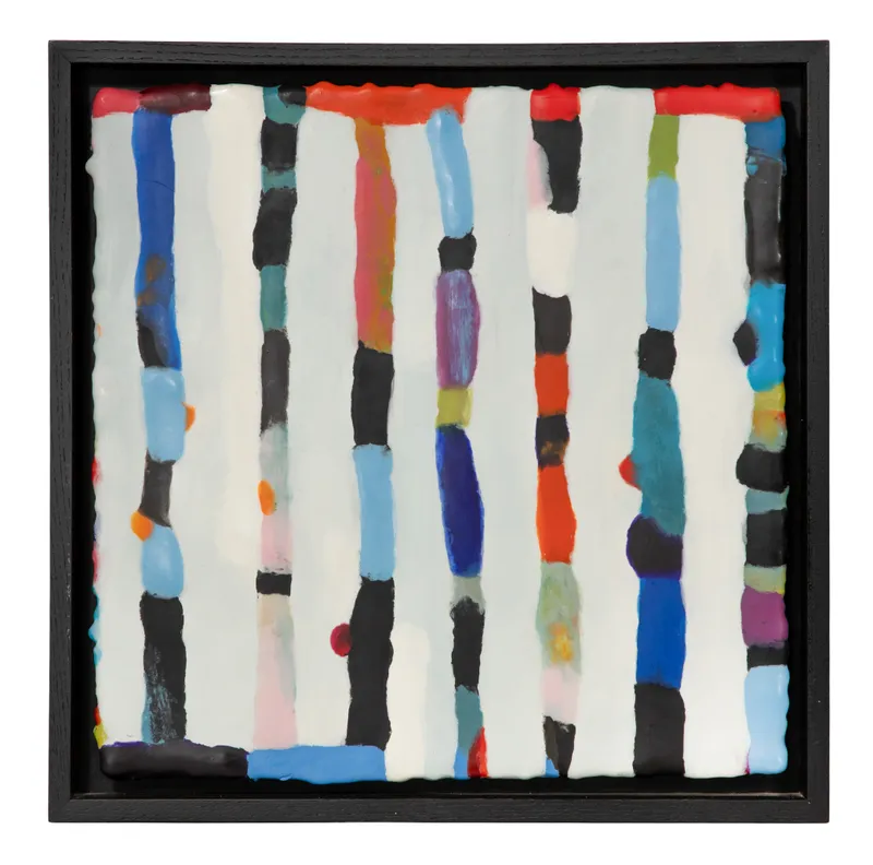 Kathleen Waterloo (French, b.1947) 'JuJu II' Encaustic on Cloth from auction in Addison, Illinois — image 12