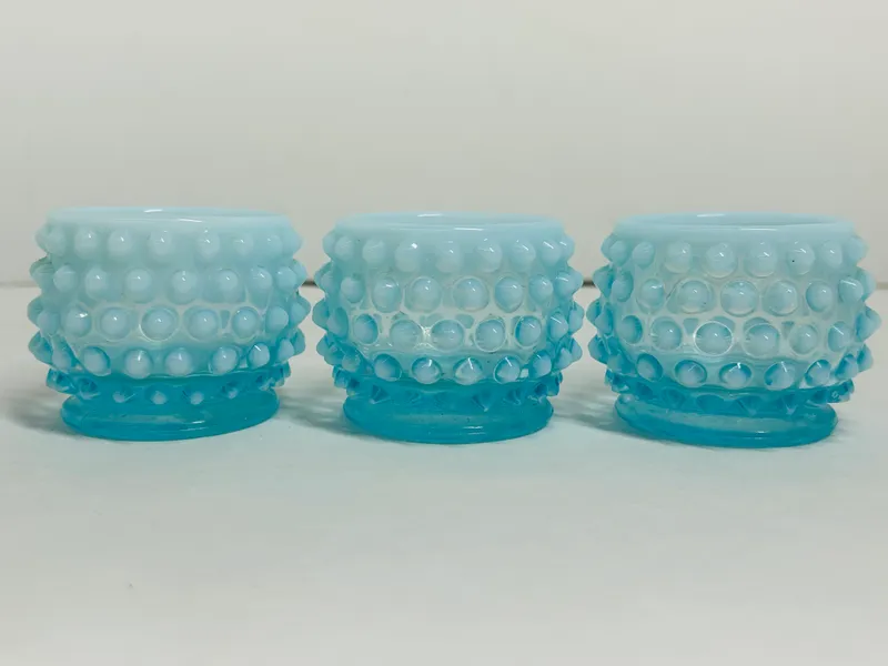 FENTON BLUE OPALESCENT GLASS JARS from auction in BETHESDA, Ohio — image 27